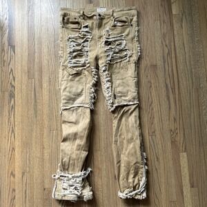 The Hideout Clothing Dawn Of An Era Tan Denim Jeans Men's SZ L 34-36 /100